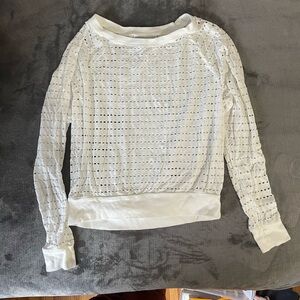 Hard Tail White Eyelet Long Sleeve Top
